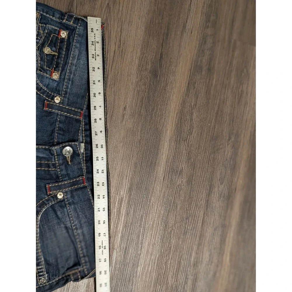 True Religion Straight Leg‎ Distressed Jeans Mens 38 Dark Wash Ripped Denim Blue
